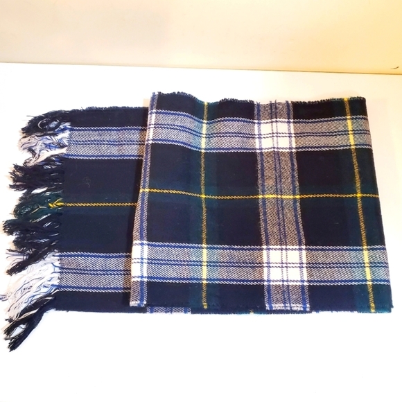 Pierre Cardin Ubisex Plaid Fringe  scarf - Picture 1 of 5
